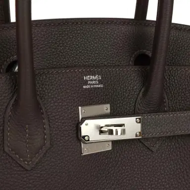 HERMÈS Hermes Birkin 30 Bai Brun Togo Palladium Hardware | Thumbnail 7