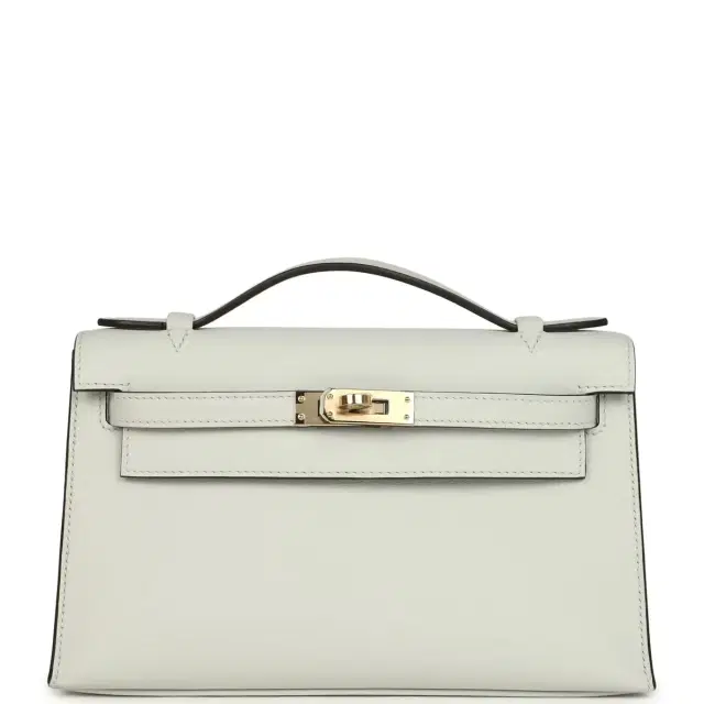Hermes Kelly Pochette Gris Platine Swift Permabrass Hardware