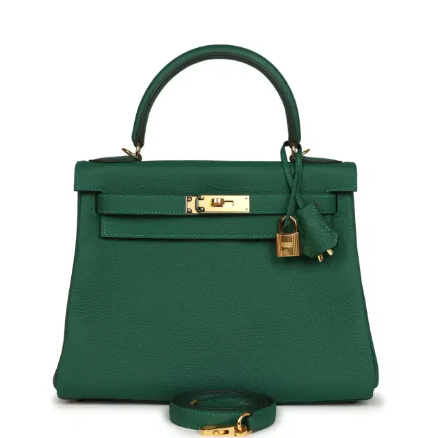 hermes Hermes Kelly Retourne 28 Vert Moyen Clemence Gold Hardware