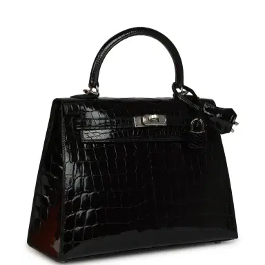 HERMÈS Hermes Kelly Sellier 25 Black Shiny Niloticus Crocodile Palladium Hardware | Thumbnail 2 HERMÈS Hermes Kelly Sellier 25 Black Shiny Niloticus Crocodile Palladium Hardware | Thumbnail 2