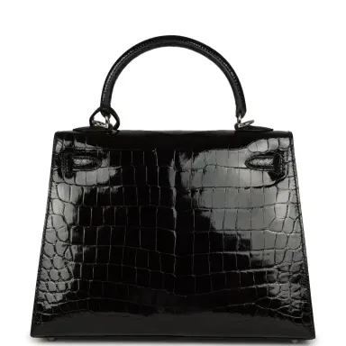 HERMÈS Hermes Kelly Sellier 25 Black Shiny Niloticus Crocodile Palladium Hardware | Thumbnail 4 HERMÈS Hermes Kelly Sellier 25 Black Shiny Niloticus Crocodile Palladium Hardware | Thumbnail 4