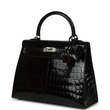 HERMÈS Hermes Kelly Sellier 25 Black Shiny Niloticus Crocodile Palladium Hardware | Thumbnail 5 HERMÈS Hermes Kelly Sellier 25 Black Shiny Niloticus Crocodile Palladium Hardware | Thumbnail 5