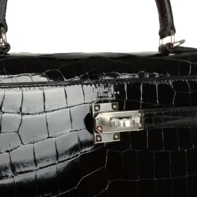 HERMÈS Hermes Kelly Sellier 25 Black Shiny Niloticus Crocodile Palladium Hardware | Thumbnail 7 HERMÈS Hermes Kelly Sellier 25 Black Shiny Niloticus Crocodile Palladium Hardware | Thumbnail 7