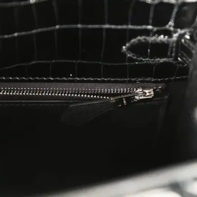 HERMÈS Hermes Kelly Sellier 25 Black Shiny Niloticus Crocodile Palladium Hardware | Thumbnail 9 HERMÈS Hermes Kelly Sellier 25 Black Shiny Niloticus Crocodile Palladium Hardware | Thumbnail 9