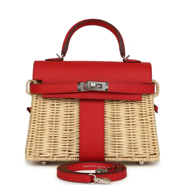 hermes Hermes Mini Picnic Kelly 20 Rouge De Coeur Swift Palladium Hardware