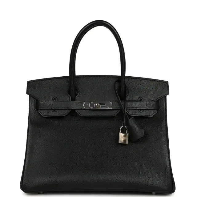 hermes Pre-owned Hermes Birkin 30 Black Epsom Palladium Hardware