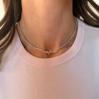 Stephanie Gottlieb Vault Sale: Script Tennis Necklace "Stephanie" | Thumbnail 2