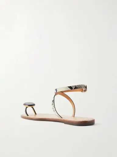 AMANU The Kigali Embellished Snake-effect Leather Flats | Thumbnail 3 AMANU The Kigali Embellished Snake-effect Leather Flats | Thumbnail 3