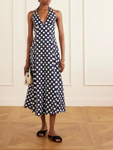Faithfull Murano Polka-dot Linen Halterneck Midi Dress | Thumbnail 2 Faithfull Murano Polka-dot Linen Halterneck Midi Dress | Thumbnail 2
