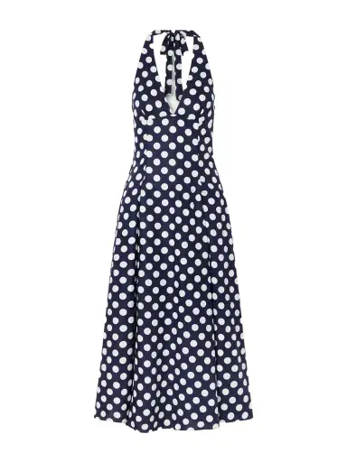 Faithfull Murano Polka-dot Linen Halterneck Midi Dress | Thumbnail 1 Faithfull Murano Polka-dot Linen Halterneck Midi Dress | Thumbnail 1