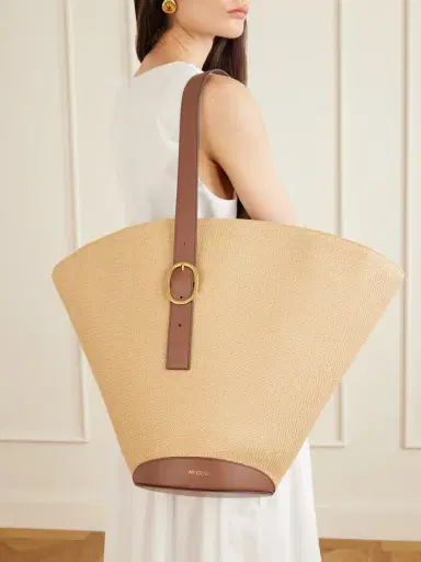 NEOUS Apheli Leather-trimmed Raffia Shoulder Bag | Thumbnail 2