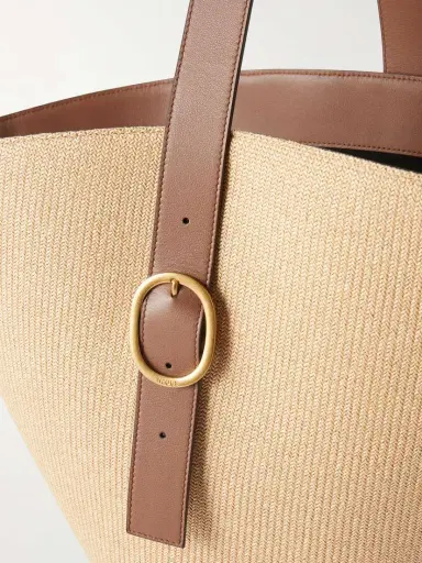 NEOUS Apheli Leather-trimmed Raffia Shoulder Bag | Thumbnail 5