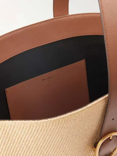 NEOUS Apheli Leather-trimmed Raffia Shoulder Bag | Thumbnail 6