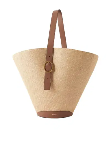 NEOUS Apheli Leather-trimmed Raffia Shoulder Bag | Thumbnail 1