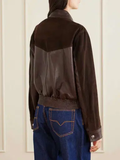 Versace Greca-embossed Leather And Suede Jacket | Thumbnail 4 Versace Greca-embossed Leather And Suede Jacket | Thumbnail 4