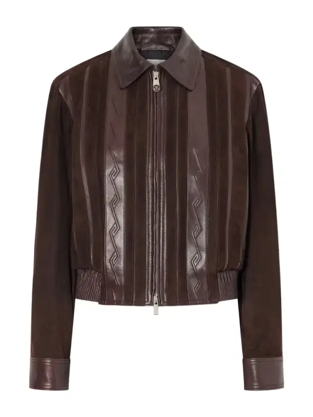 Versace Greca-embossed Leather And Suede Jacket
