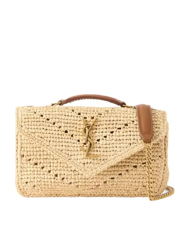 Loulou Mini Leather-trimmed Raffia Shoulder Bag