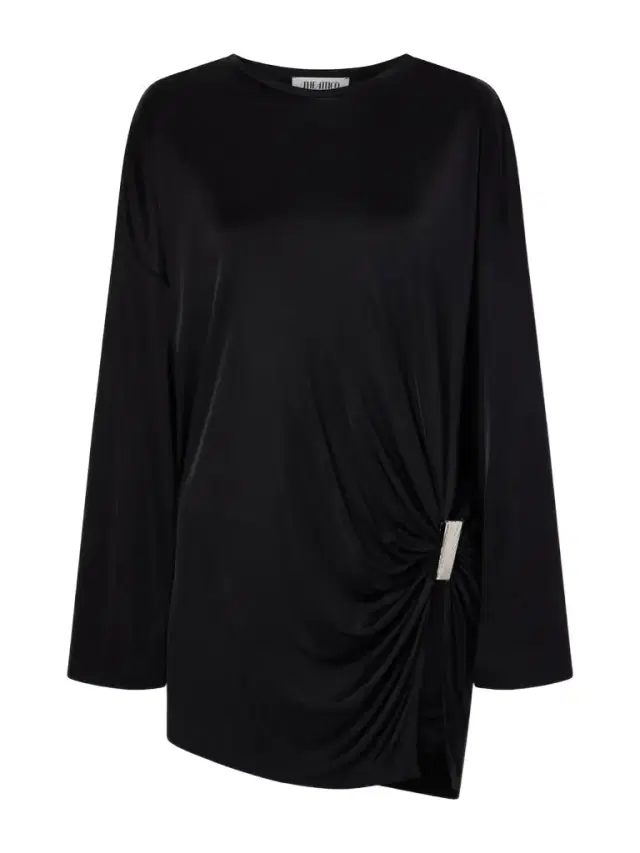 The Attico Gathered Satin Mini Dress