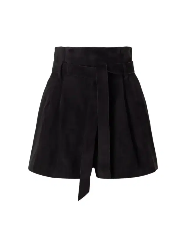 Galvan Livia Belted Pleated Suede Shorts