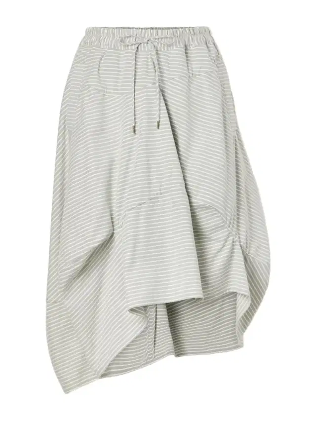 Aerodrome Asymmetric Striped Organic Cotton Drawstring Midi Skirt