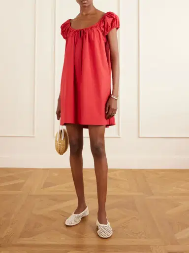 Faithfull Marblau Gathered Cotton-poplin Mini Dress | Thumbnail 2 Faithfull Marblau Gathered Cotton-poplin Mini Dress | Thumbnail 2