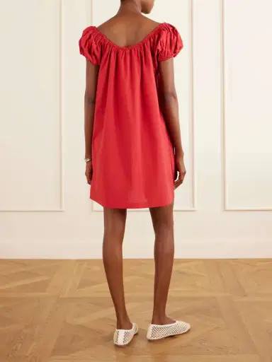 Faithfull Marblau Gathered Cotton-poplin Mini Dress | Thumbnail 3 Faithfull Marblau Gathered Cotton-poplin Mini Dress | Thumbnail 3