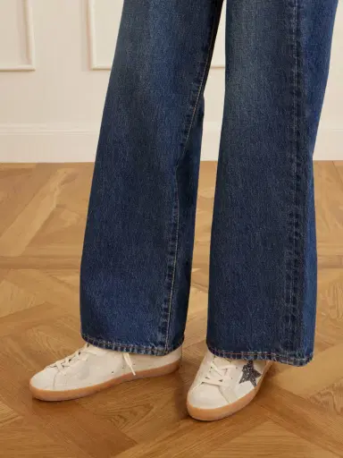 Golden Goose Super-star Distressed Glittered Leather-trimmed Suede Sneakers | Thumbnail 2 Golden Goose Super-star Distressed Glittered Leather-trimmed Suede Sneakers | Thumbnail 2