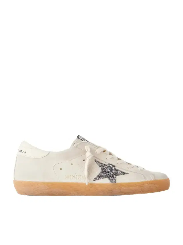 Golden Goose Super-star Distressed Glittered Leather-trimmed Suede Sneakers