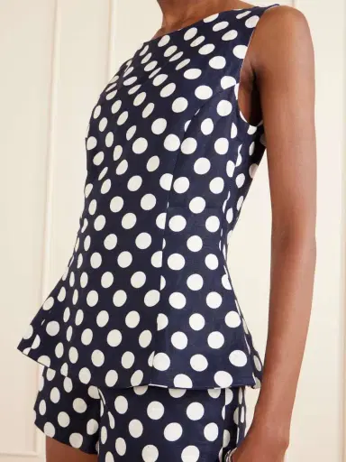 Faithfull Ana Peplum Polka-dot Linen Top | Thumbnail 4