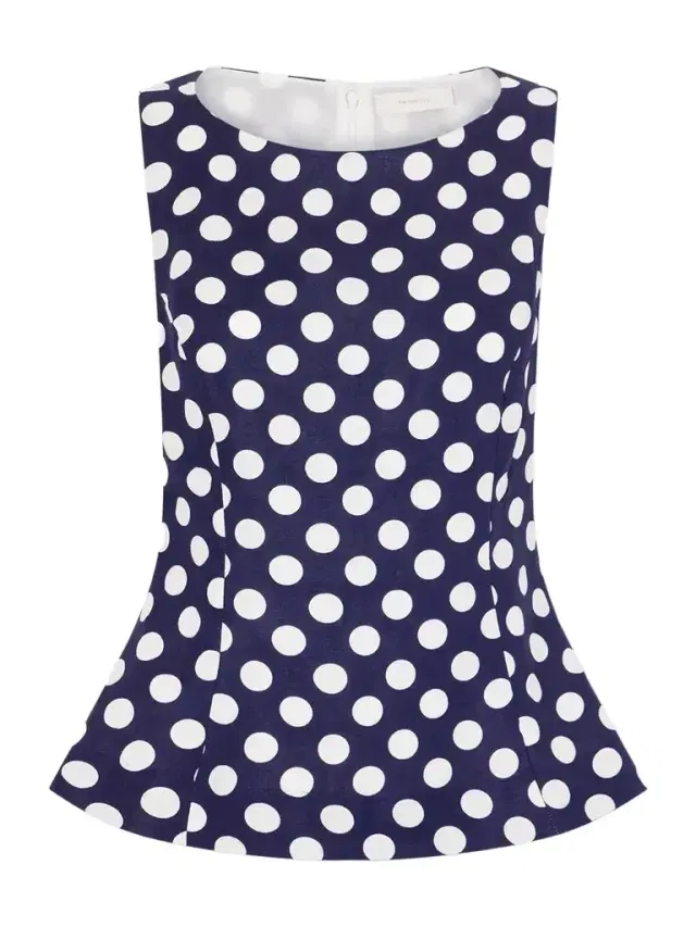 Ana Peplum Polka-dot Linen Top