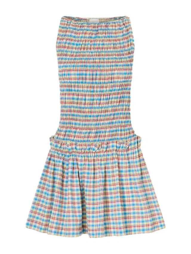 Gala Shirred Checked Cotton-blend Mini Dress