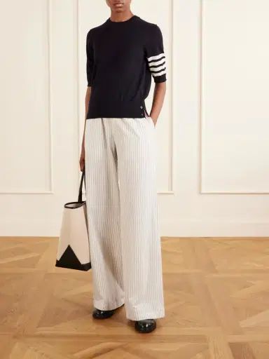 Thom Browne Grosgrain-trimmed Striped Wool-blend Sweater | Thumbnail 2