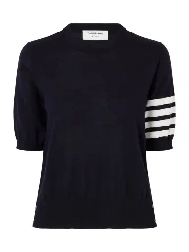 Thom Browne Grosgrain-trimmed Striped Wool-blend Sweater | Thumbnail 1