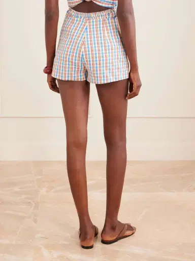 Faithfull Aurora Checked Cotton And Linen-blend Shorts | Thumbnail 3 Faithfull Aurora Checked Cotton And Linen-blend Shorts | Thumbnail 3