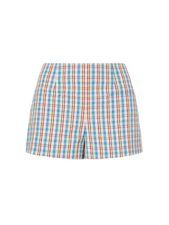 Aurora Checked Cotton And Linen-blend Shorts