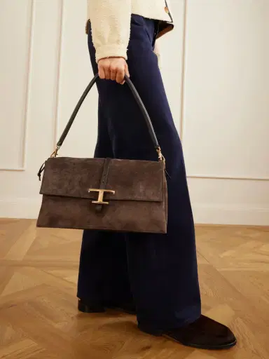 Tod's Tracollina Mosch Small Leather-trimmed Suede Shoulder Bag | Thumbnail 2