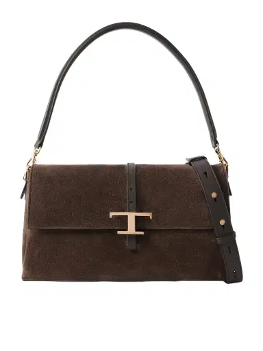 Tod's Tracollina Mosch Small Leather-trimmed Suede Shoulder Bag | Thumbnail 1