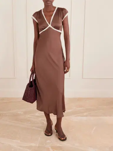 Faithfull Elvira Lace-trimmed Satin Midi Dress | Thumbnail 2