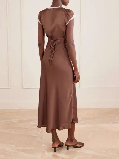 Faithfull Elvira Lace-trimmed Satin Midi Dress | Thumbnail 3