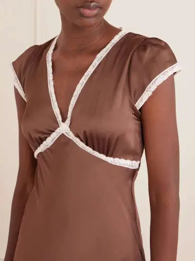 Faithfull Elvira Lace-trimmed Satin Midi Dress | Thumbnail 4