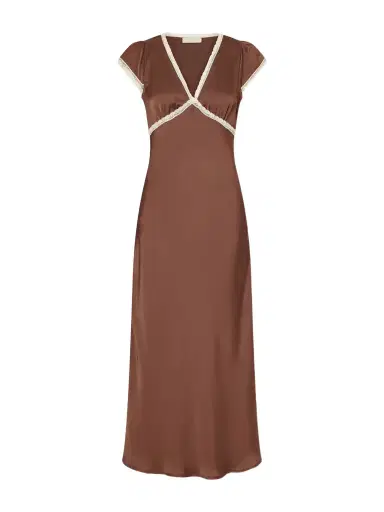 Faithfull Elvira Lace-trimmed Satin Midi Dress | Thumbnail 1