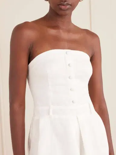 Faithfull Amalie Strapless Pleated Linen Playsuit | Thumbnail 4