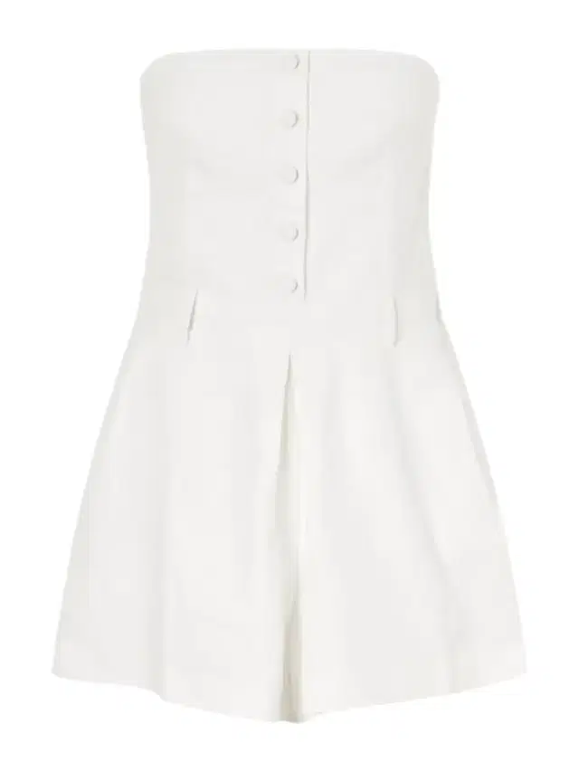 Amalie Strapless Pleated Linen Playsuit