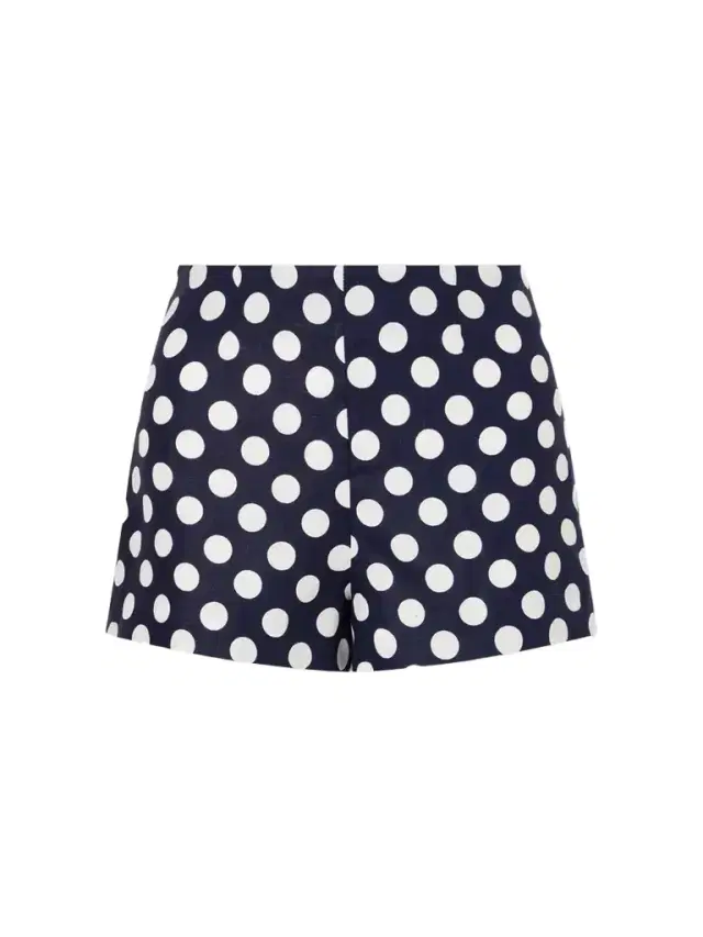 Lila Polka-dot Linen Shorts