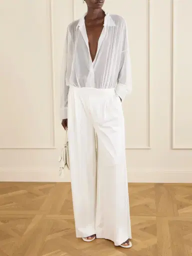 Norma Kamali Pleated Woven Wide-leg Pants | Thumbnail 2 Norma Kamali Pleated Woven Wide-leg Pants | Thumbnail 2