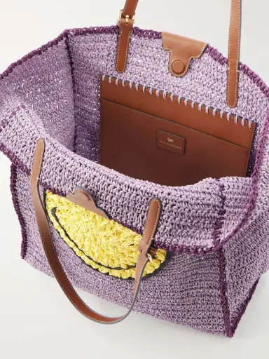 Anya Hindmarch Wink Leather-trimmed Raffia Tote | Thumbnail 6 Anya Hindmarch Wink Leather-trimmed Raffia Tote | Thumbnail 6