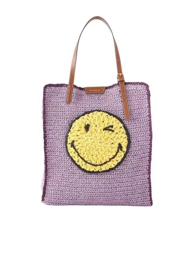 Wink Leather-trimmed Raffia Tote