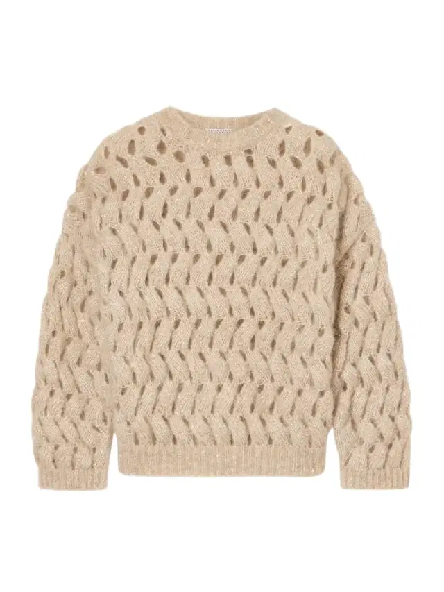 Brunello Cucinelli Sequin-embellished Open-knit Mohair-blend Sweater