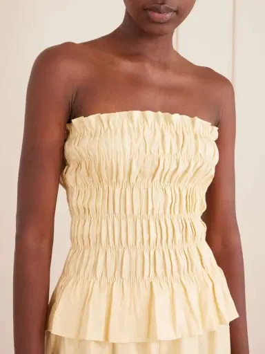 Faithfull Tiera Strapless Shirred Linen Top | Thumbnail 4 Faithfull Tiera Strapless Shirred Linen Top | Thumbnail 4