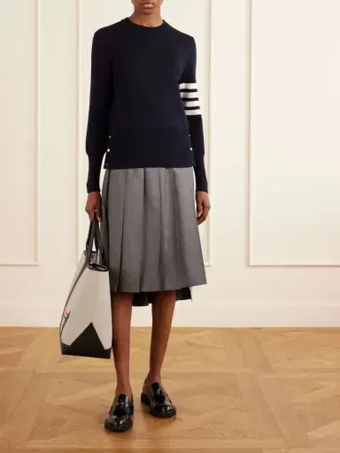 Thom Browne Tool Leather And Grosgrain-trimmed Canvas Tote | Thumbnail 3 Thom Browne Tool Leather And Grosgrain-trimmed Canvas Tote | Thumbnail 3